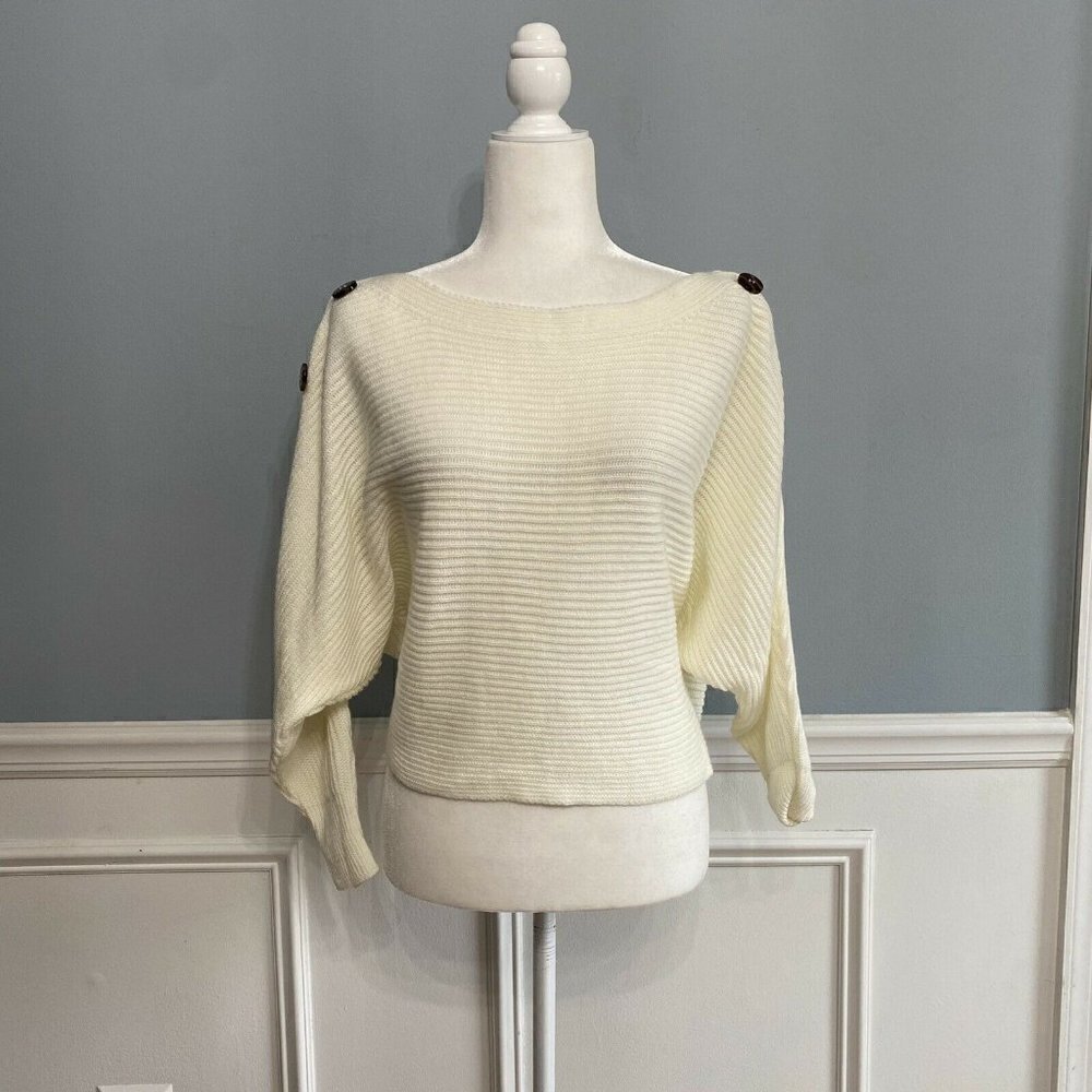Asos Sweater Crop Sweater Cream Boat Button Detail Women's Size 4
